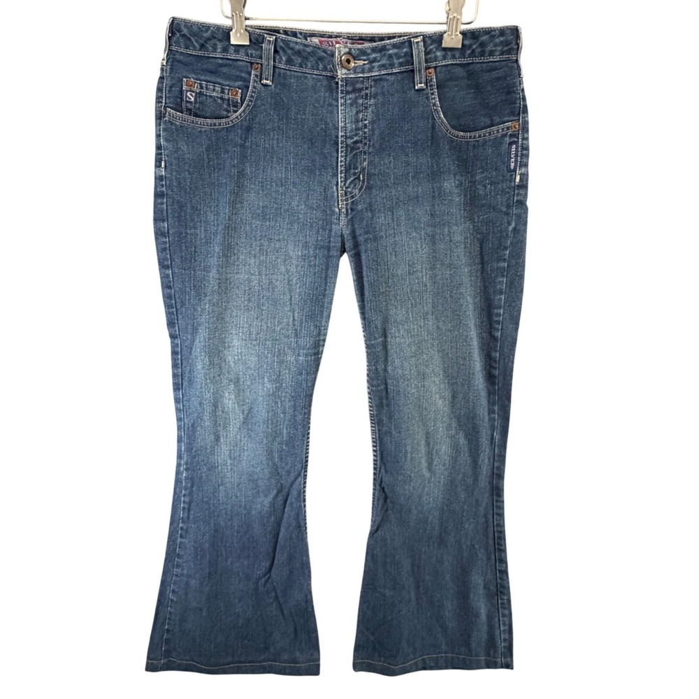 Silver Jeans Bootcut Flare Denim Jeans Women 34x30 Blue Western Boho Y2K Revival